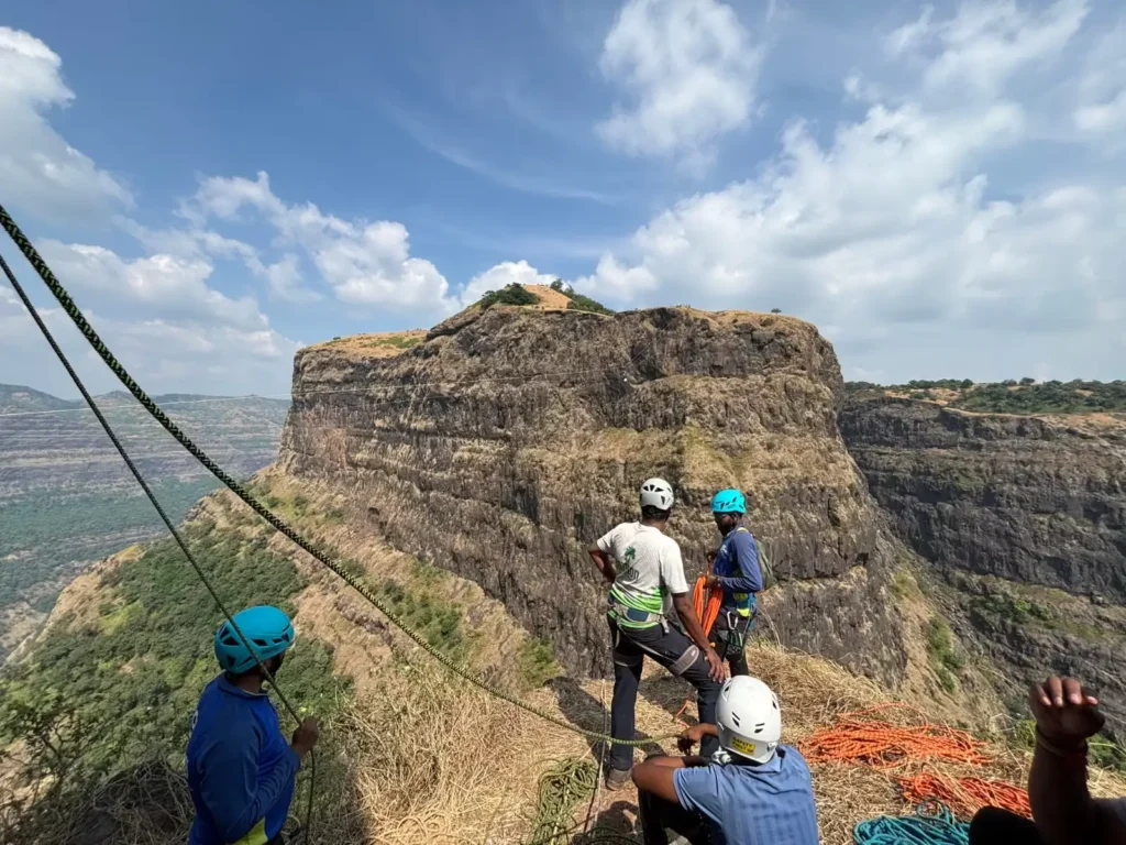 Railing Pathar Zipline Valley Crossing View from Lingana Trek Maharashtra