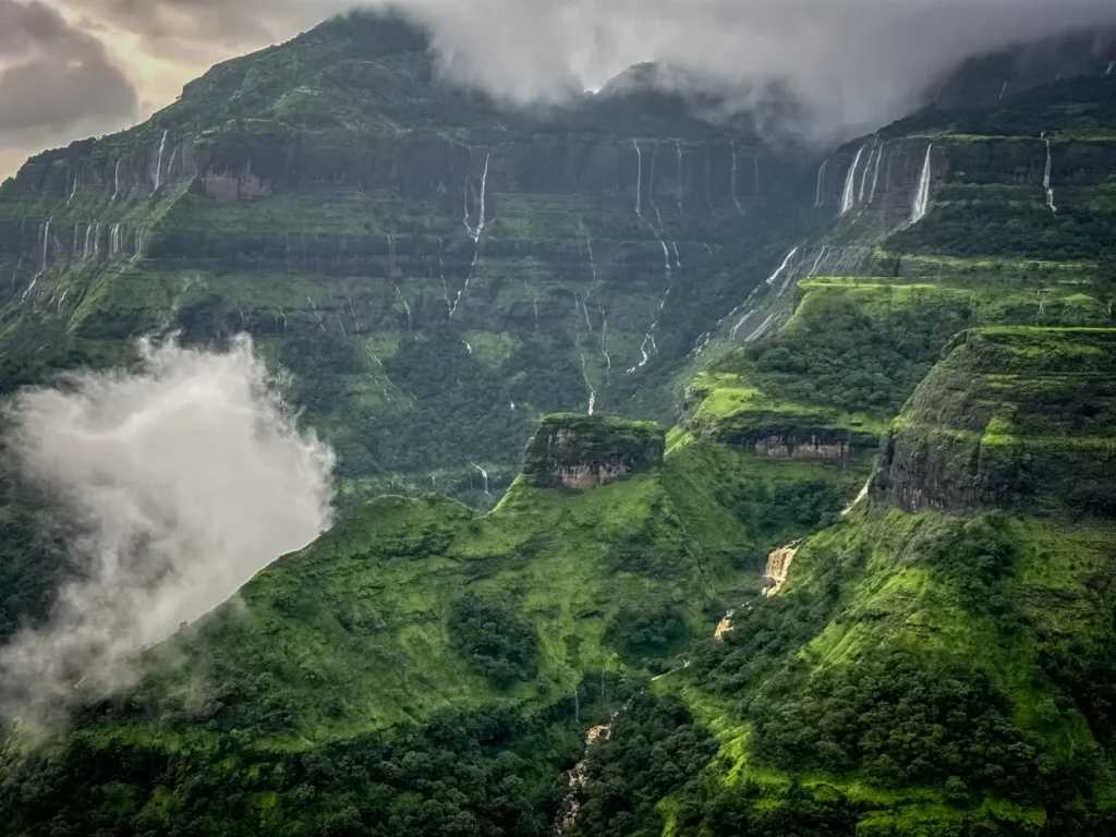 A landscape of Sahyadri Mountain Range during Monsoon times